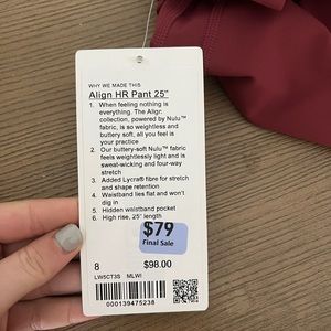 25 I’m lululemon align leggings NEVER WORN size 8